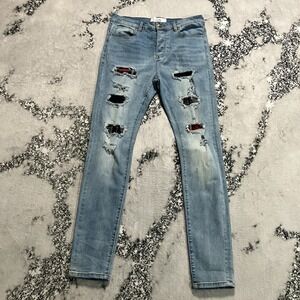 Sixth June Distressed Skinny Jeans Mens Size 32 Light Wash Ripped Denim